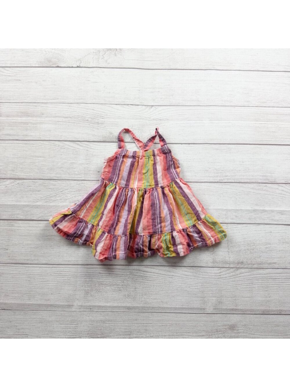 Carter’s Multicolor Striped Baby Girl Dress Sleeveless Multitiered 6-9 Months